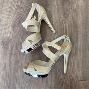 Jimmy Choo Beige Patent Leather Heeled Sandals size 37,5